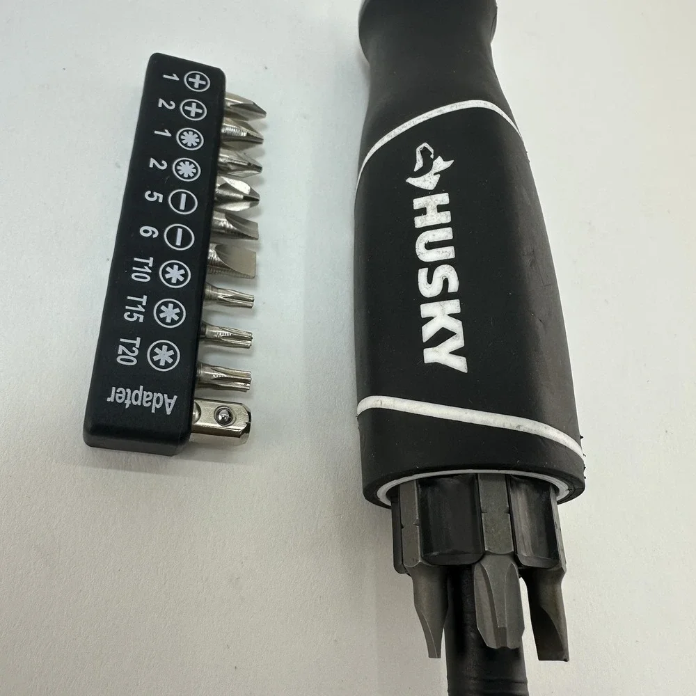 Husky Ratcheting Multi-Bit Screwdriver 10-Piece Set Magnetic Driver
